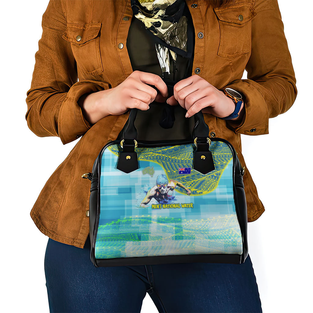 Australia Men National Water Polo Team Shoulder Handbag Aboriginal Dot Art Style Patriotic Aquatic Sport