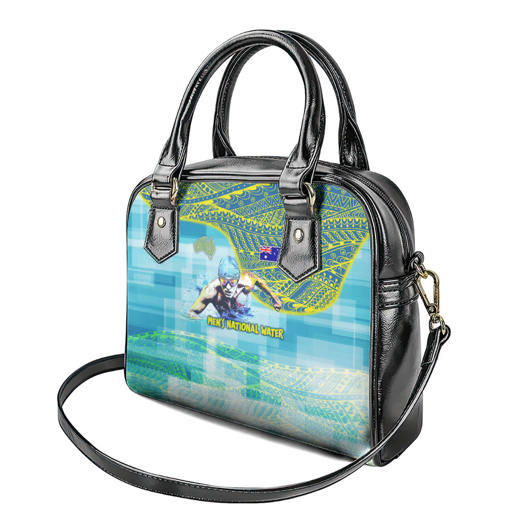 Australia Men National Water Polo Team Shoulder Handbag Aboriginal Dot Art Style Patriotic Aquatic Sport