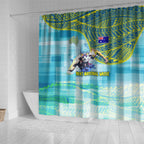 Australia Men National Water Polo Team Shower Curtain Aboriginal Dot Art Style Patriotic Aquatic Sport