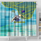 Australia Men National Water Polo Team Shower Curtain Aboriginal Dot Art Style Patriotic Aquatic Sport