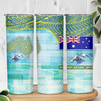 Australia Men National Water Polo Team Skinny Tumbler Aboriginal Dot Art Style Patriotic Aquatic Sport