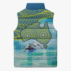 Australia Men National Water Polo Team Sleeveless Puffer Jacket Aboriginal Dot Art Style Patriotic Aquatic Sport