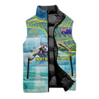 Australia Men National Water Polo Team Sleeveless Puffer Jacket Aboriginal Dot Art Style Patriotic Aquatic Sport