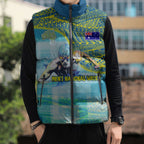 Australia Men National Water Polo Team Sleeveless Puffer Jacket Aboriginal Dot Art Style Patriotic Aquatic Sport