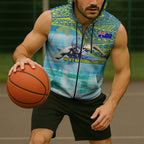 Australia Men National Water Polo Team Sleeveless Zip Hoodie Aboriginal Dot Art Style Patriotic Aquatic Sport