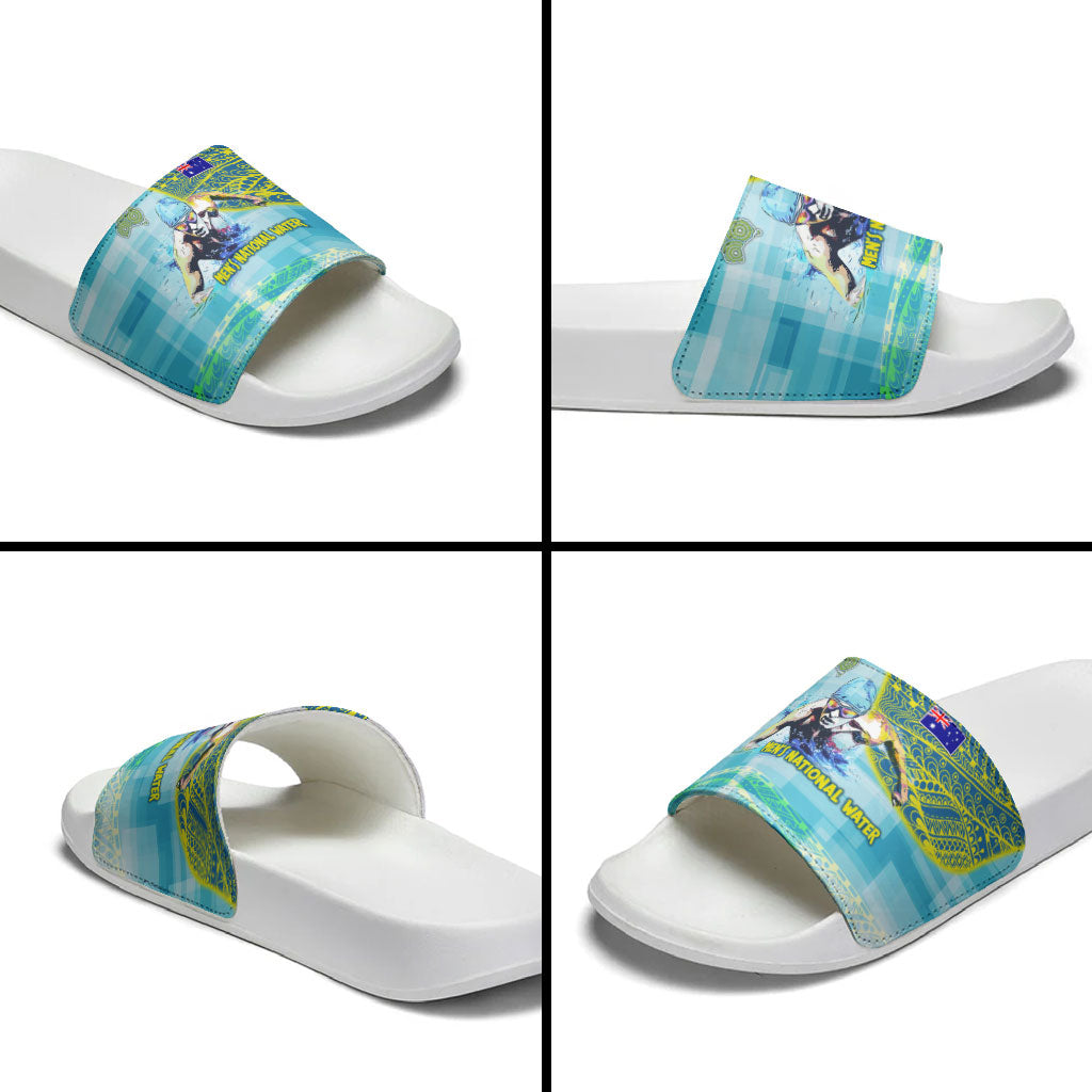 Australia Men National Water Polo Team Slide Sandals Aboriginal Dot Art Style Patriotic Aquatic Sport