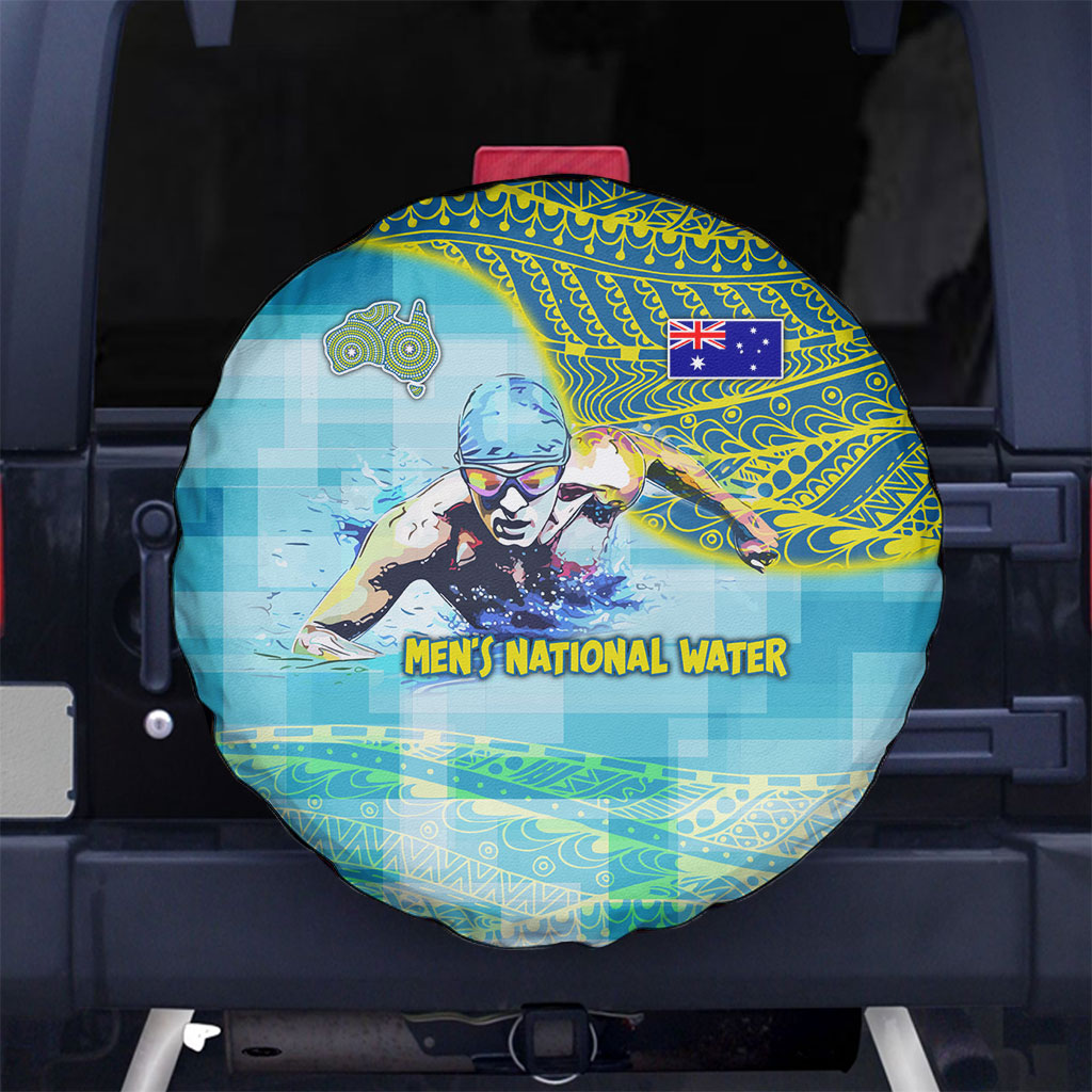 Australia Men National Water Polo Team Spare Tire Cover Aboriginal Dot Art Style Patriotic Aquatic Sport