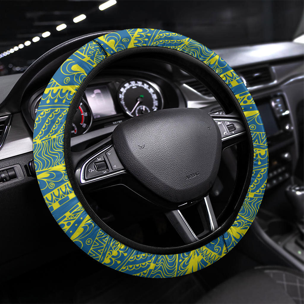 Australia Men National Water Polo Team Steering Wheel Cover Aboriginal Dot Art Style Patriotic Aquatic Sport