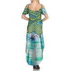 Australia Men National Water Polo Team Summer Maxi Dress Aboriginal Dot Art Style Patriotic Aquatic Sport