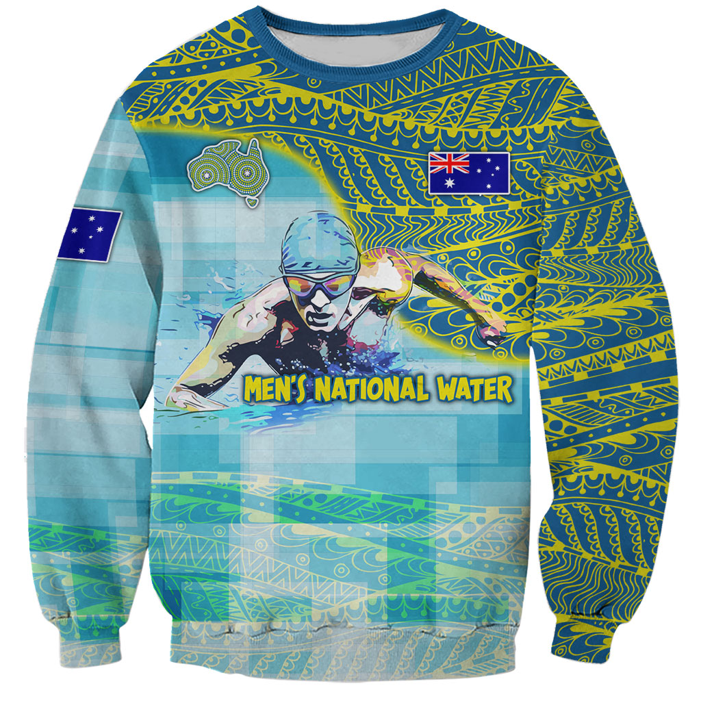 Australia Men National Water Polo Team Sweatshirt Aboriginal Dot Art Style Patriotic Aquatic Sport