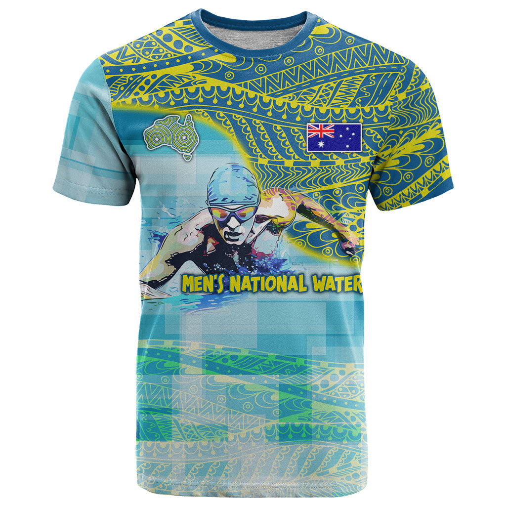 Australia Men National Water Polo Team T Shirt Aboriginal Dot Art Style Patriotic Aquatic Sport