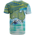 Australia Men National Water Polo Team T Shirt Aboriginal Dot Art Style Patriotic Aquatic Sport