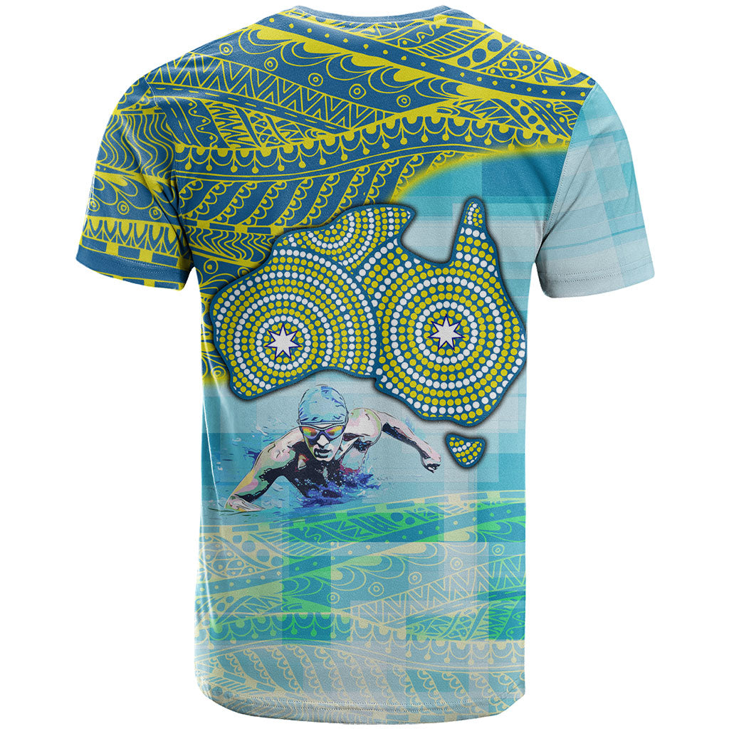 Australia Men National Water Polo Team T Shirt Aboriginal Dot Art Style Patriotic Aquatic Sport