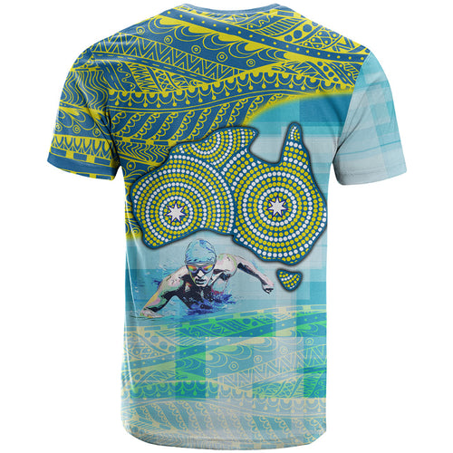 Australia Men National Water Polo Team T Shirt Aboriginal Dot Art Style Patriotic Aquatic Sport