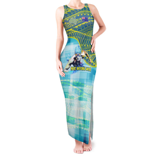 Australia Men National Water Polo Team Tank Maxi Dress Aboriginal Dot Art Style Patriotic Aquatic Sport