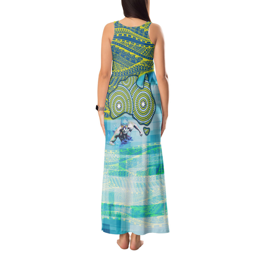 Australia Men National Water Polo Team Tank Maxi Dress Aboriginal Dot Art Style Patriotic Aquatic Sport