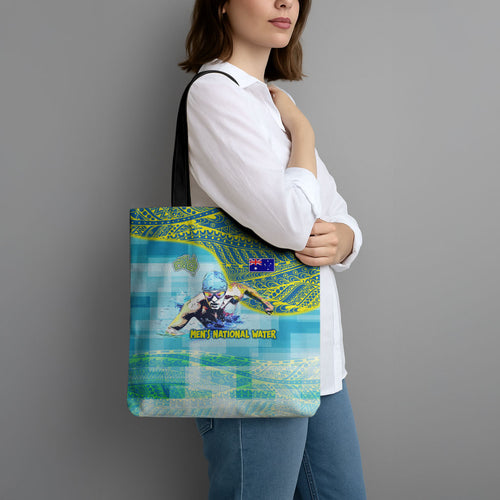 Australia Men National Water Polo Team Tote Bag Aboriginal Dot Art Style Patriotic Aquatic Sport