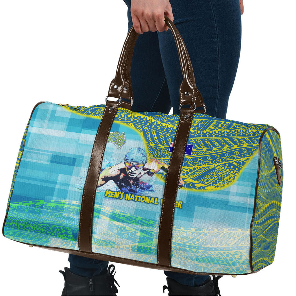 Australia Men National Water Polo Team Travel Bag Aboriginal Dot Art Style Patriotic Aquatic Sport