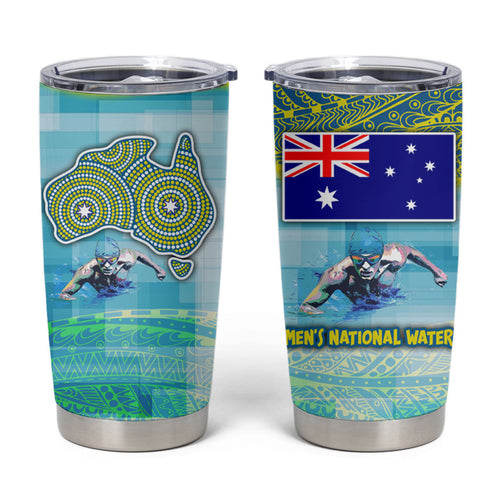 Australia Men National Water Polo Team Tumbler Cup Aboriginal Dot Art Style Patriotic Aquatic Sport