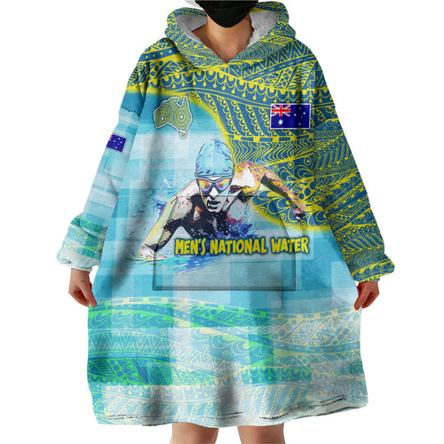 Australia Men National Water Polo Team Wearable Blanket Hoodie Aboriginal Dot Art Style Patriotic Aquatic Sport