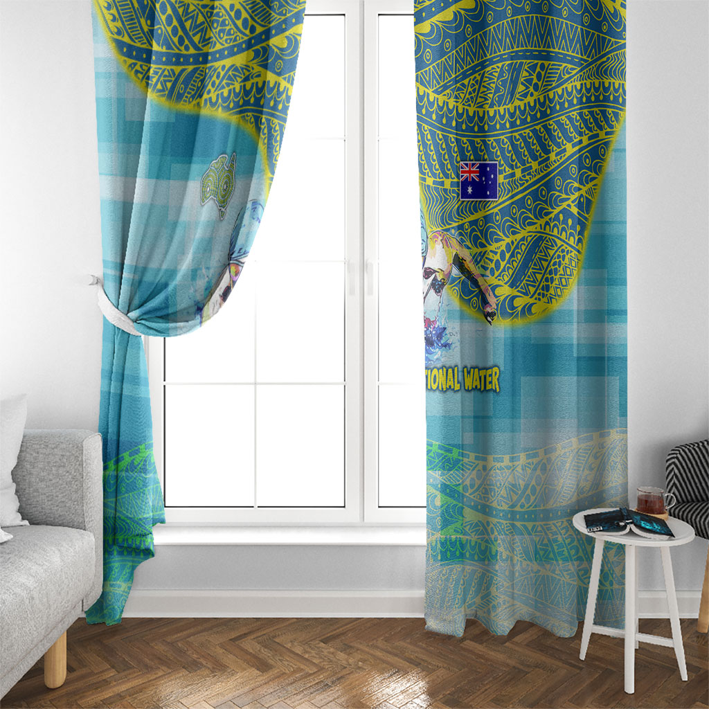 Australia Men National Water Polo Team Window Curtain Aboriginal Dot Art Style Patriotic Aquatic Sport