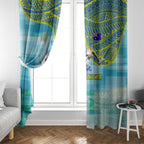 Australia Men National Water Polo Team Window Curtain Aboriginal Dot Art Style Patriotic Aquatic Sport