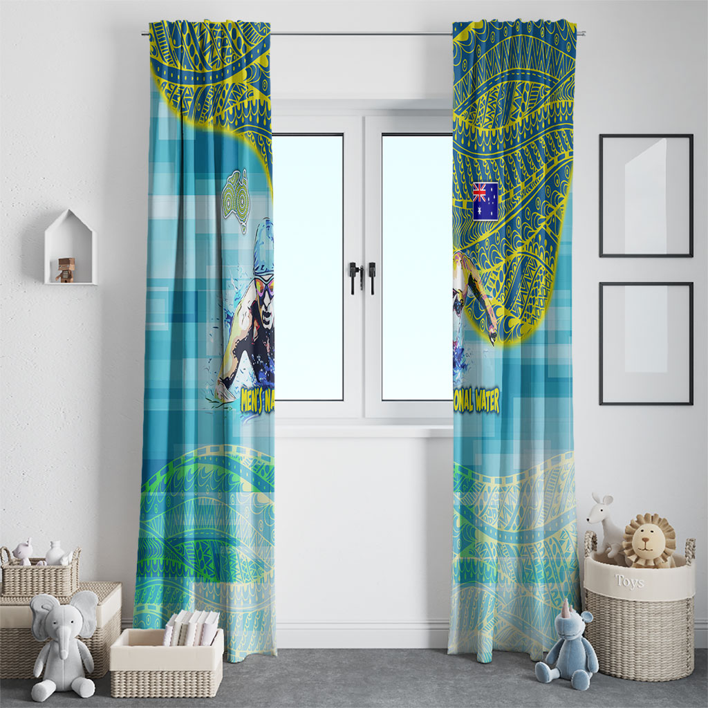 Australia Men National Water Polo Team Window Curtain Aboriginal Dot Art Style Patriotic Aquatic Sport