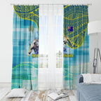 Australia Men National Water Polo Team Window Curtain Aboriginal Dot Art Style Patriotic Aquatic Sport