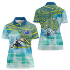 Australia Men National Water Polo Team Women Polo Shirt Aboriginal Dot Art Style Patriotic Aquatic Sport