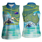 Australia Men National Water Polo Team Women Sleeveless Polo Shirt Aboriginal Dot Art Style Patriotic Aquatic Sport