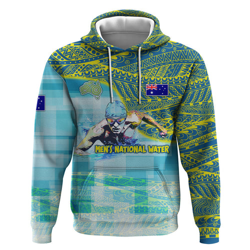 Australia Men National Water Polo Team Zip Hoodie Aboriginal Dot Art Style Patriotic Aquatic Sport