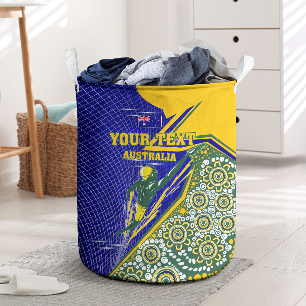 Personalized Australia Swimming Athlete Laundry Basket Aboriginal Dot Pattern Competitive Swimmer Patriotic