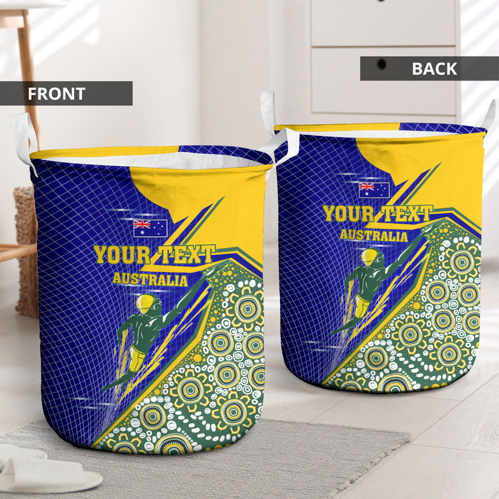 Personalized Australia Swimming Athlete Laundry Basket Aboriginal Dot Pattern Competitive Swimmer Patriotic
