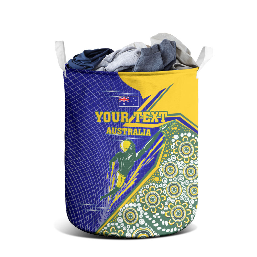 Personalized Australia Swimming Athlete Laundry Basket Aboriginal Dot Pattern Competitive Swimmer Patriotic