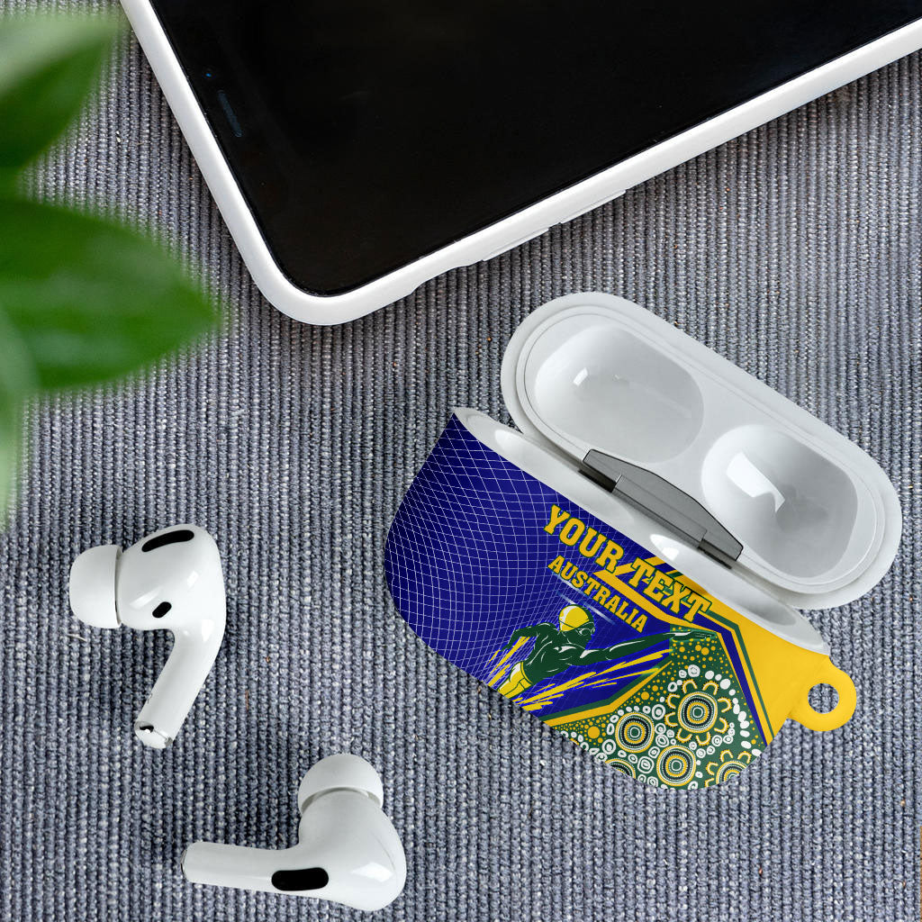 Personalized Australia Swimming Athlete AirPods Case Aboriginal Dot Pattern Competitive Swimmer Patriotic