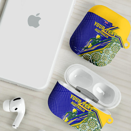 Personalized Australia Swimming Athlete AirPods Case Aboriginal Dot Pattern Competitive Swimmer Patriotic