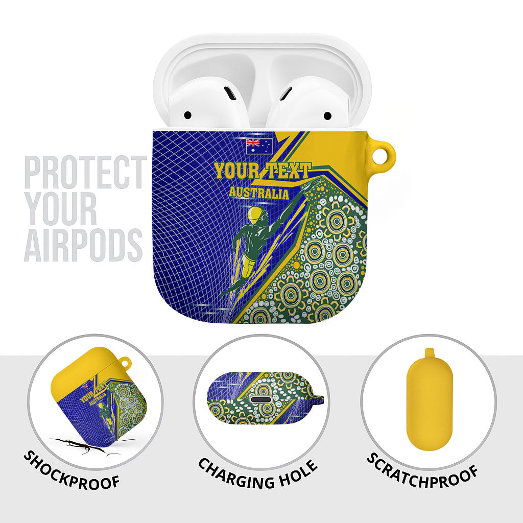 Personalized Australia Swimming Athlete AirPods Case Aboriginal Dot Pattern Competitive Swimmer Patriotic