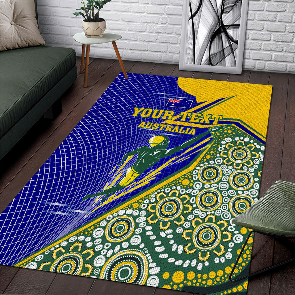 Personalized Australia Swimming Athlete Area Rug Aboriginal Dot Pattern Competitive Swimmer Patriotic