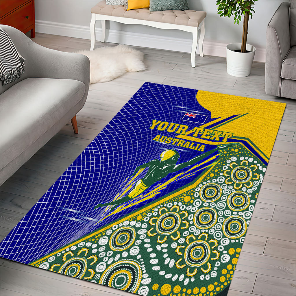 Personalized Australia Swimming Athlete Area Rug Aboriginal Dot Pattern Competitive Swimmer Patriotic