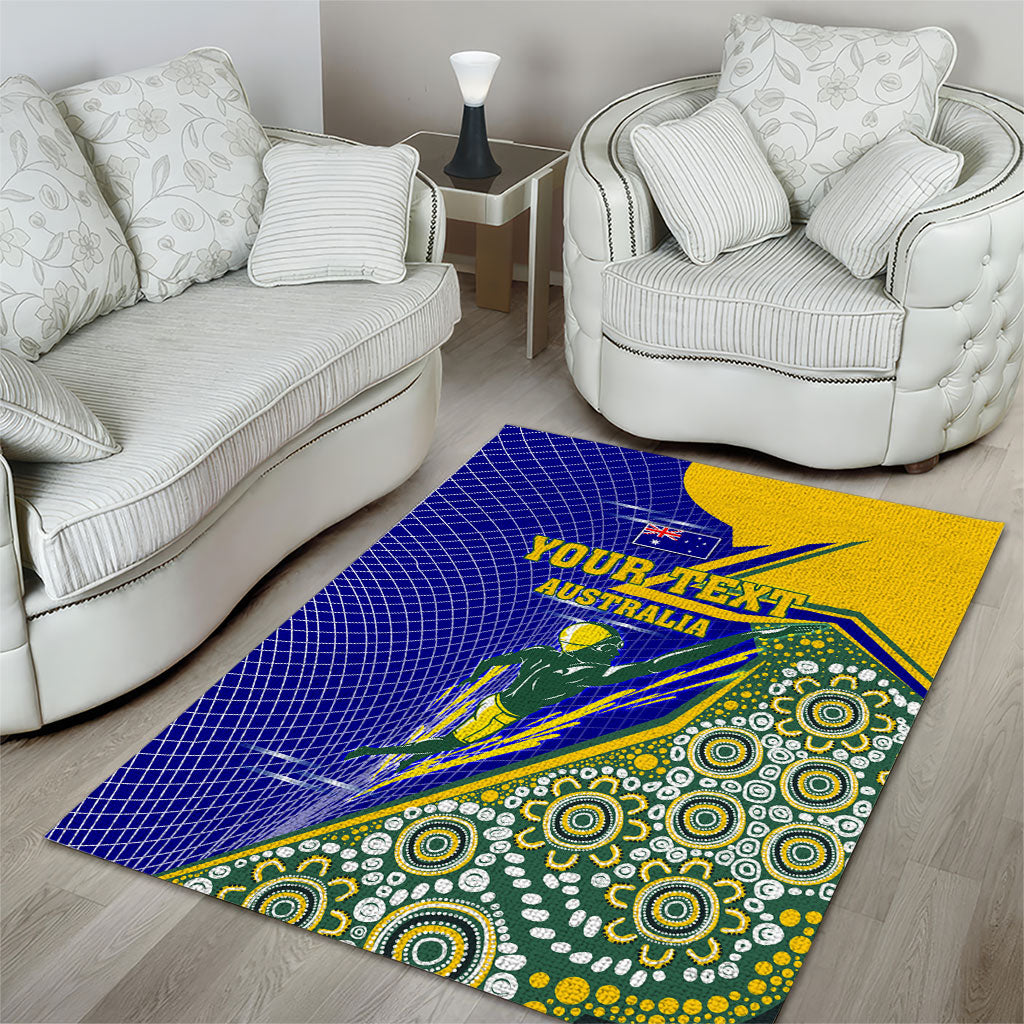 Personalized Australia Swimming Athlete Area Rug Aboriginal Dot Pattern Competitive Swimmer Patriotic