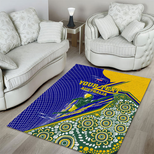 Personalized Australia Swimming Athlete Area Rug Aboriginal Dot Pattern Competitive Swimmer Patriotic