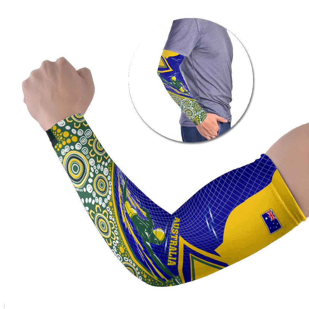 Personalized Australia Swimming Athlete Arm Sleeves Aboriginal Dot Pattern Competitive Swimmer Patriotic
