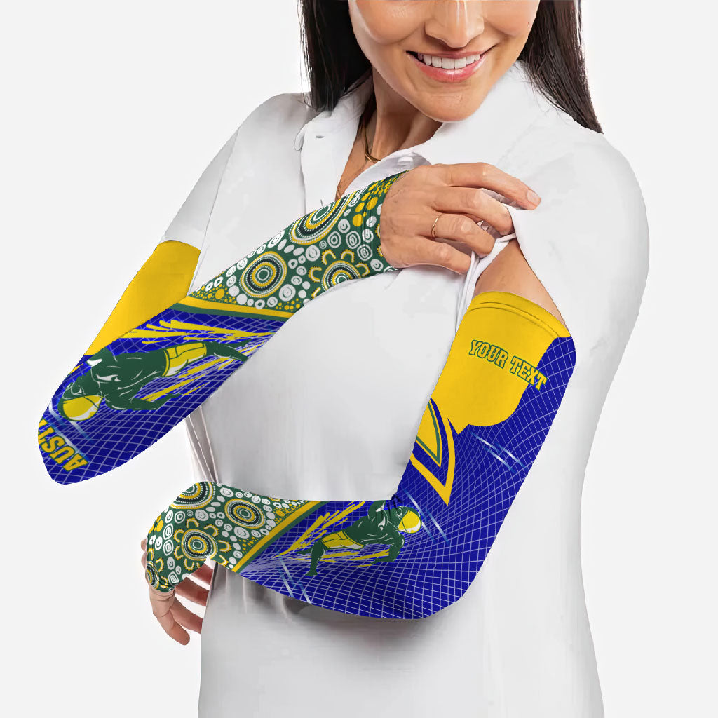 Personalized Australia Swimming Athlete Arm Sleeves Aboriginal Dot Pattern Competitive Swimmer Patriotic