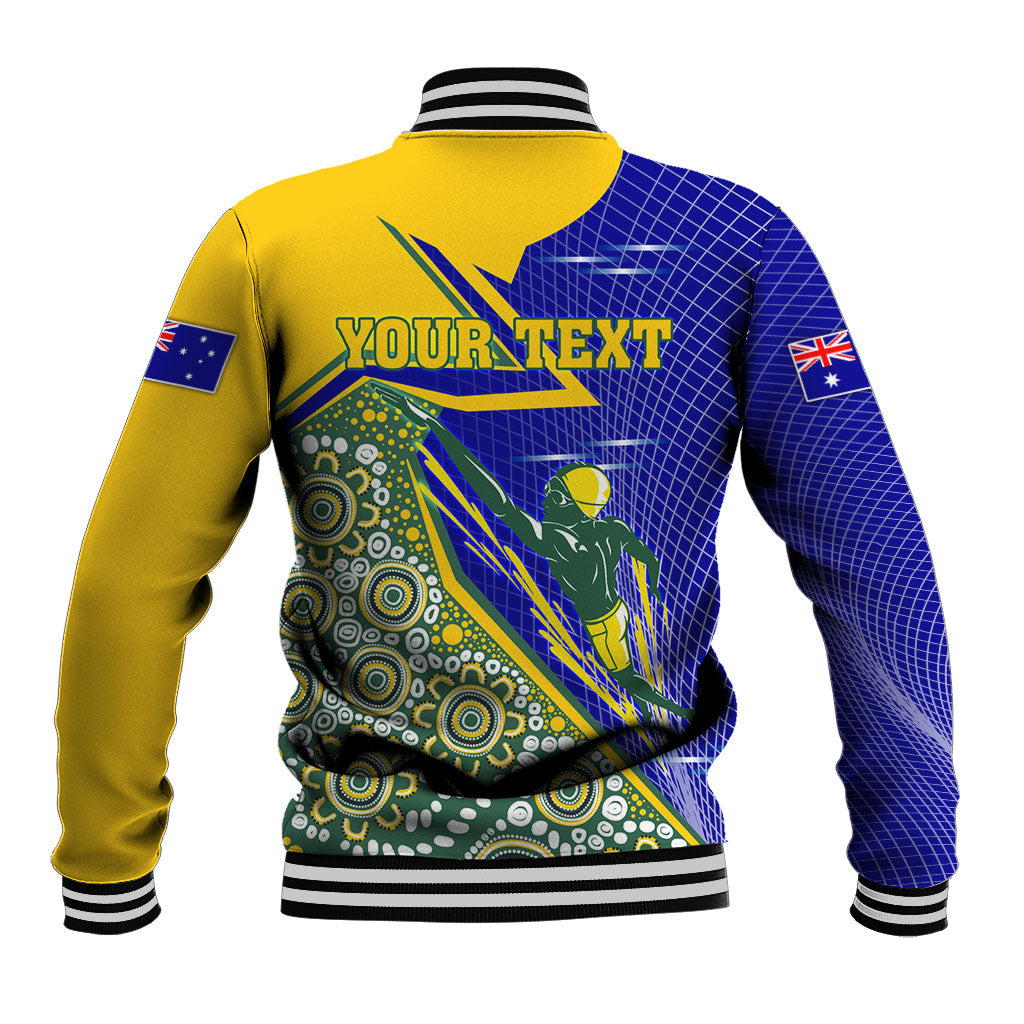 Personalized Australia Swimming Athlete Baseball Jacket Aboriginal Dot Pattern Competitive Swimmer Patriotic