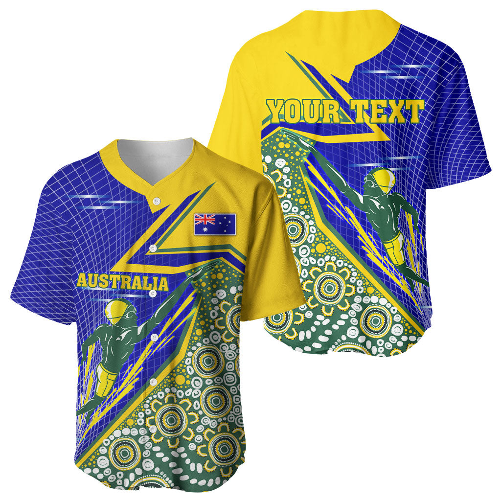 Personalized Australia Swimming Athlete Baseball Jersey Aboriginal Dot Pattern Competitive Swimmer Patriotic