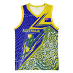 Personalized Australia Swimming Athlete Basketball Jersey Aboriginal Dot Pattern Competitive Swimmer Patriotic
