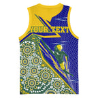 Personalized Australia Swimming Athlete Basketball Jersey Aboriginal Dot Pattern Competitive Swimmer Patriotic