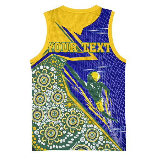 Personalized Australia Swimming Athlete Basketball Jersey Aboriginal Dot Pattern Competitive Swimmer Patriotic