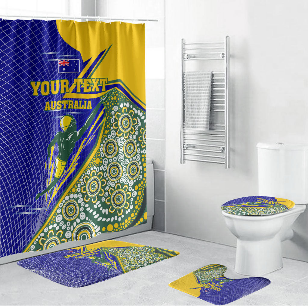 Personalized Australia Swimming Athlete Bathroom Set Aboriginal Dot Pattern Competitive Swimmer Patriotic