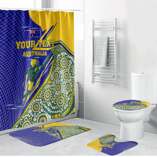 Personalized Australia Swimming Athlete Bathroom Set Aboriginal Dot Pattern Competitive Swimmer Patriotic